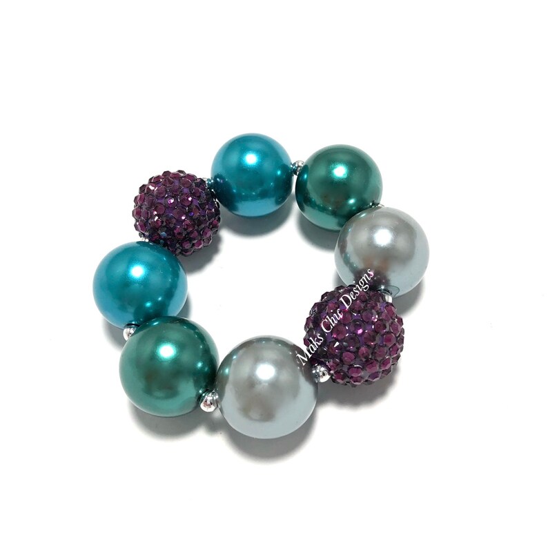 Green and Teal Bracelet Plum Plum and Teal Chunky bracelet Silver Mermaid Bracelet Under the Sea Bracelet Colorful Bracelet