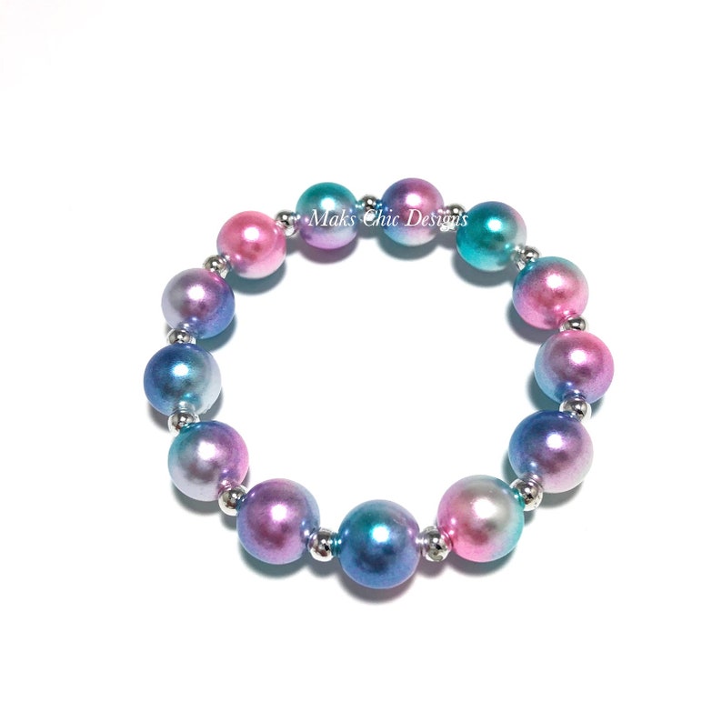 Purple and Pink Bracelet Unicorn birthday bracelet Beach Bracelet Mermaid Beaded Bracelet Turquoise Multi-color Pearl Bracelet