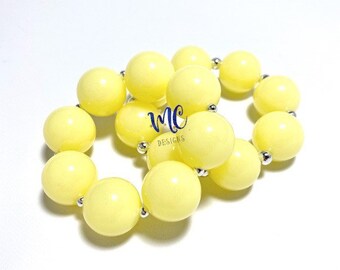 Lemon Chunky Bracelet - Pale Yellow chunky bracelet - Pastel Yellow bracelet - Spring yellow bracelet - Toddler Lemonade Bracelet