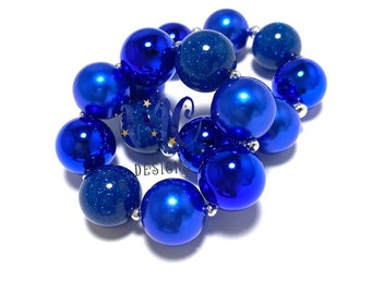 Royal Blue Chunky Bracelet - Glitter Blue Chunky Bracelet - Shades of Blue Bracelet - 4th of July Bracelet - Patriotic Chunky Bracelet