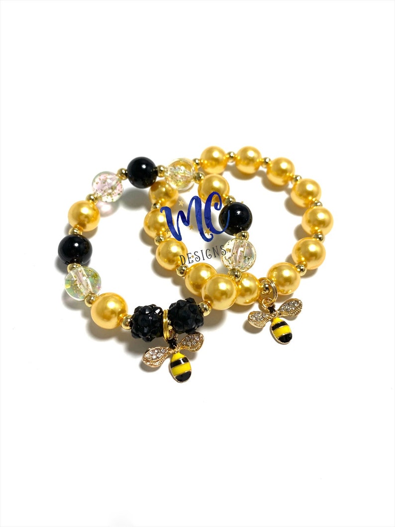 Bumblebee Bracelet Yellow and Black Beaded Bracelet Etsy