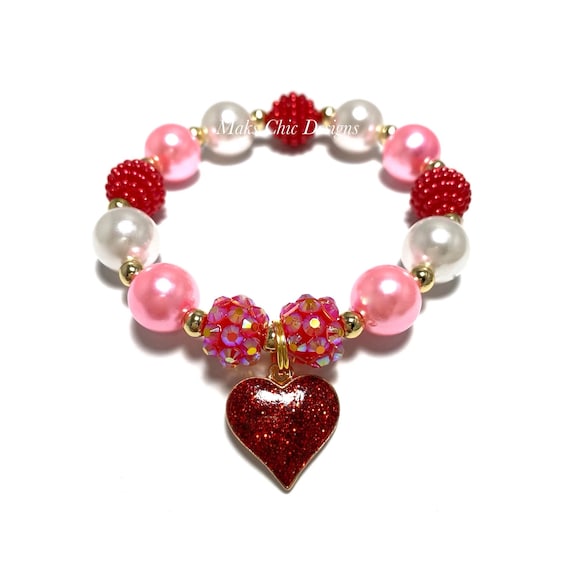 Bubblegum Pink Bracelet - Light Pink Beaded Bracelet - Baby Pink Bracelet -  Cupcake theme Bracelet - Doll theme Birthday - dress up jewelry