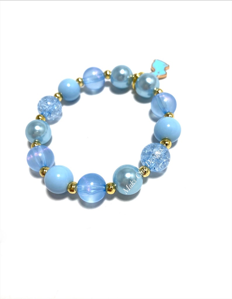 Blue Bunny Charm Bracelet Spring Easter Bracelet Shades of Blue Bunny Bracelet Colorful Rabbit Bracelet image 3