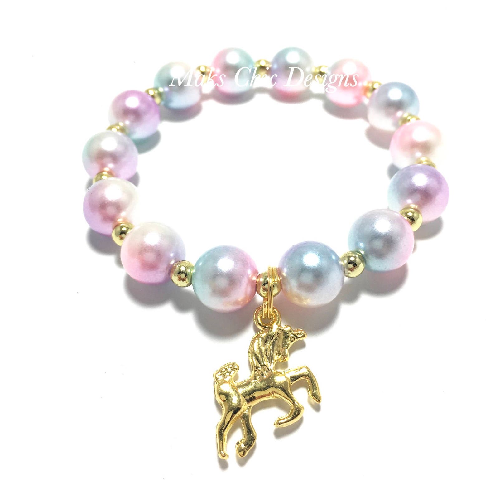Girls Unicorn Gold Charm Bracelet Girls Pink Gold Purple - Etsy