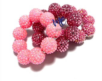 All Bling Pink Sparkle Chunky bracelet - Princess Pink Bracelet - Pink Flower Girl Bracelet - Pink Pageant Bracelet - Tea Party Bracelet