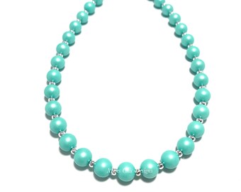 Turquoise Small Beaded Matte Pearl Necklace - Aqua Green Beaded Necklace - Dress up Pearl Necklace - Party Necklace - Mint green necklace