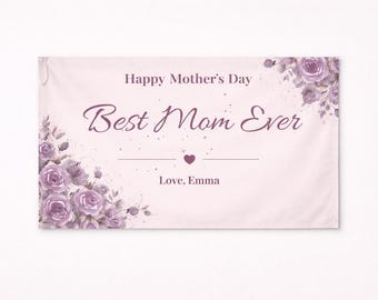 Mors dag-banner redigerbar mall, personlig mamma-banner, bästa mamma någonsin-skylt, anpassad namnbanner, Canva-mall, digital nedladdning