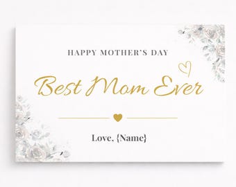 Mors dag-banner digital nedladdning bästa mamma någonsin utskrivbar banner, redigerbar Canvas-mall, personlig mamma-banner mors dag-festdekor