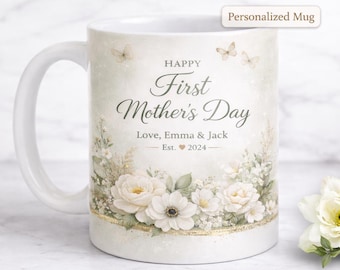 Personlig mors dag-mugg PNG, anpassad mammapresent, nybliven mammamuggdesign, sublimering av blommig mugg, digital nedladdning, mammapresentidé
