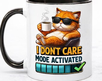 Rolig muggdesign, jag bryr mig inte-mugg, sarkastisk kattmugg, rolig kaffemugg, attitydmugg, kollegapresent, humorpresent, digital nedladdning