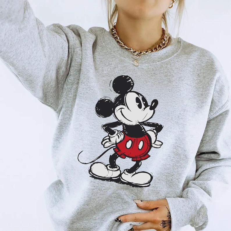 Disney Classic Mickey Mouse Pose Sweatshirt, Mickey Mouse, Disneyland Holiday Vacation Sweatshirt, Vintage Disney Retro Sweater,Disney Trip