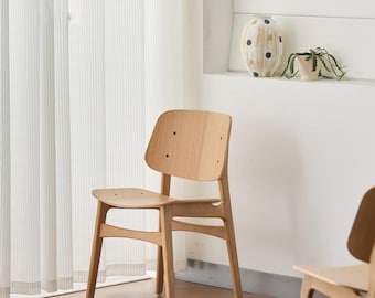 Dining Chair Solid Wood White Oak, Nordic Minimalist Kitchen Chair