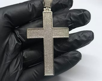 Sterling Silver Moissanite Cross Pendant Necklace (2.00 Ct) – White Gold Plated 925