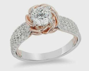 1.20Ct Simulated Diamond Engagement Ring, 14K Two Tone Gold Plated Wedding Ring