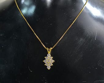 Round Cut Moissanite Unique Pendant Necklace in 14K Yellow Gold Plated