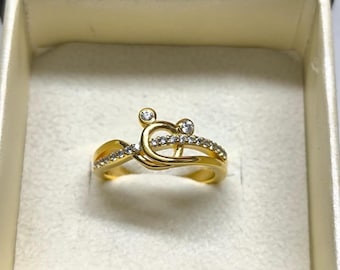 Simulated Diamond Engagement Ring, 14K Yellow Gold Plated Wedding Ring