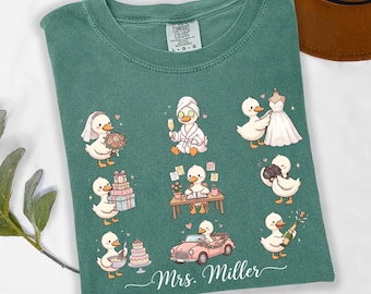 Custom Bride Goose Shirt Gift for Future Mrs, Wife To Be Tee, Bridal Shower Outfit, Personalized Name Engagement Tshirt