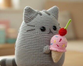 Wzór na szydełkowego kota amigurumi | Pluszowa zabawka Kawaii (wzór PDF) „Zrób to sam / Prezent” „Początkujący”