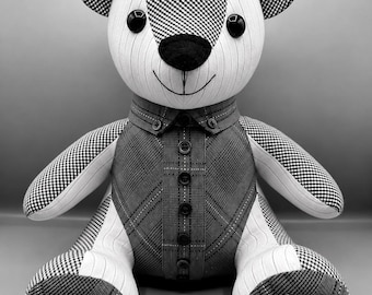 Wzór na szydełkowego misia w stylu patchworkowym, miś z pamięcią amigurumi DIY (do pobrania w formacie PDF)
