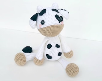 Wzór na szydełkową krowę w formacie PDF, cielę amigurumi, przyjazny dla początkujących