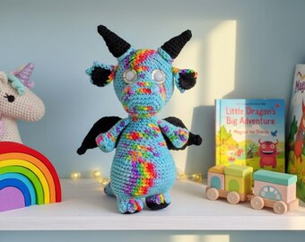 Wzór na szydełkowego smoka amigurumi, pluszowa zabawka fantasy w formacie PDF (do pobrania natychmiast)