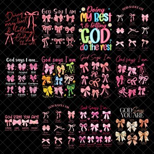 Pacote de imagens PNG "Coquette Fazendo o Meu Melhor Deixando o Resto a Deus", Bíblia Preppy PNG, Cristão Boho PNG, Versículo Bíblico Floral PNG, Jesus Saúde Mental