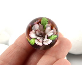 Purple and Cream Rose Marble, Everlasting Flower in Swirling lilac and gold glass