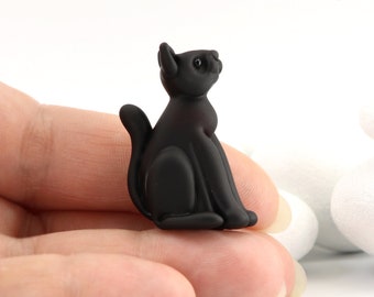 Black Cat Bead, sculpted matte glass , Lampwork Bead Focal