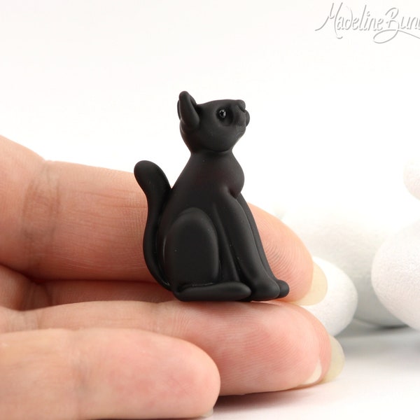 Black Cat Bead, sculpted matte glass , Lampwork Bead Focal