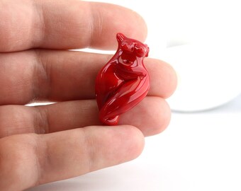 Red Goddess Bead, Mini Lampwork Venus Figure Glass Pendant Bead UK Artisan Made