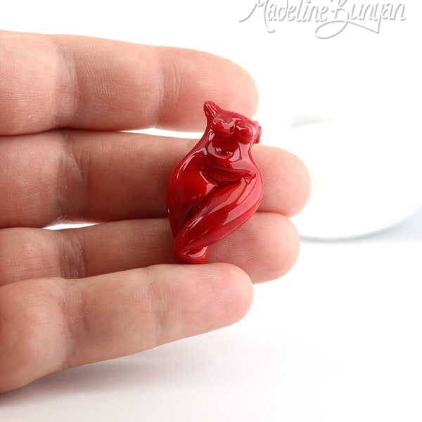 Red Goddess Bead, Mini Lampwork Venus Figure Glass Pendant Bead UK Artisan Made