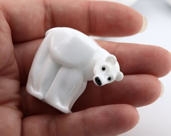 Polar Bear Bead - Lampwork focal - Pendant Bead - White Bear