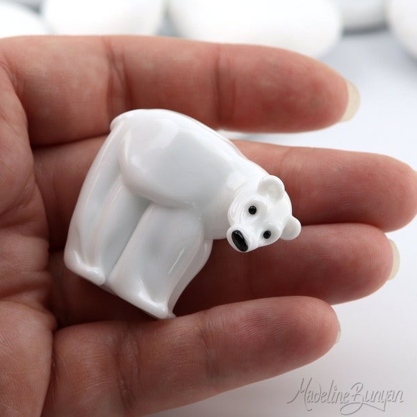 Polar Bear Bead - Lampwork focal - Pendant Bead - White Bear