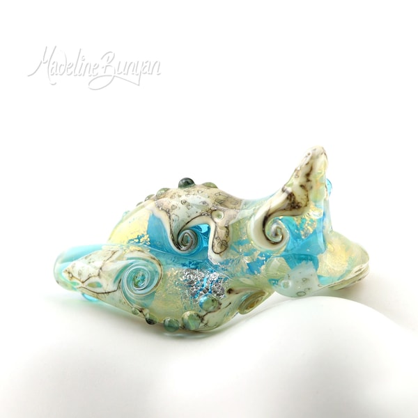 Goddess Bead - Aqua, Silver and Gold, Lampwork Focal Bead, Pendant Bead, Made in Devon UK, Artisan Made