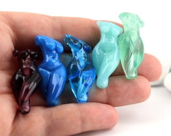 Goddess Bead Mini Lampwork sculptural Focal Bead Venus female form Pendant glass nude figure