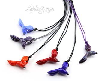 Glass Flying Bird Necklace - Choose your Colour - Adjustable Long Cord