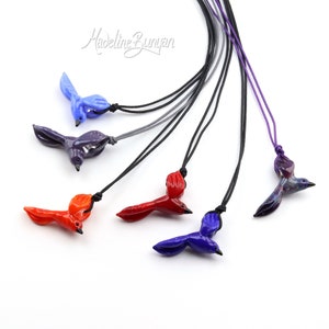 Glass Flying Bird Necklace Choose your Colour Adjustable Long Cord image 1