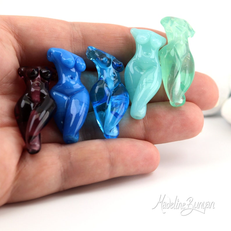 Goddess Bead Mini Lampwork sculptural Focal Bead Venus female form Pendant glass nude figure image 1