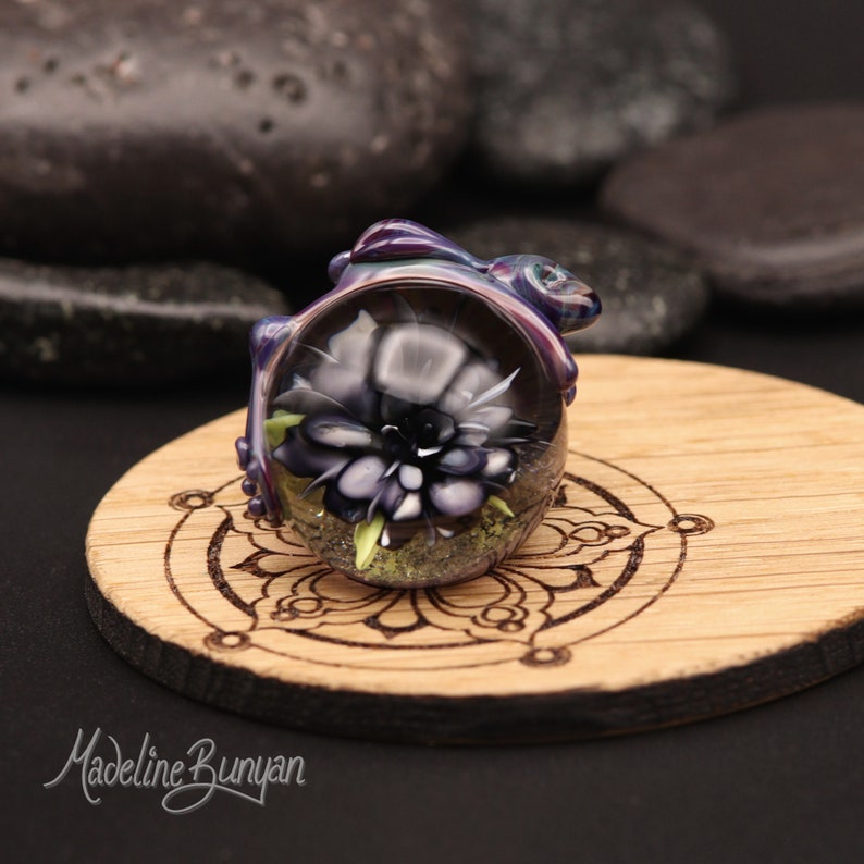 Bunny on a Rose Marble with Oak mandala Display Stand image 2