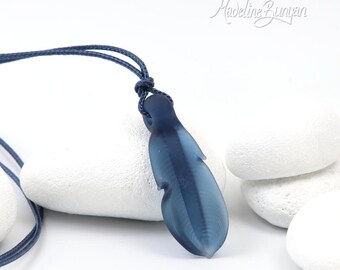Recycled Glass Feather Necklace - Choose your Colour - Adjustable Long Cord