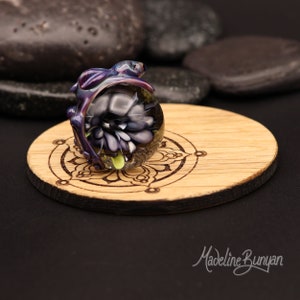 Bunny on a Rose Marble with Oak mandala Display Stand image 3