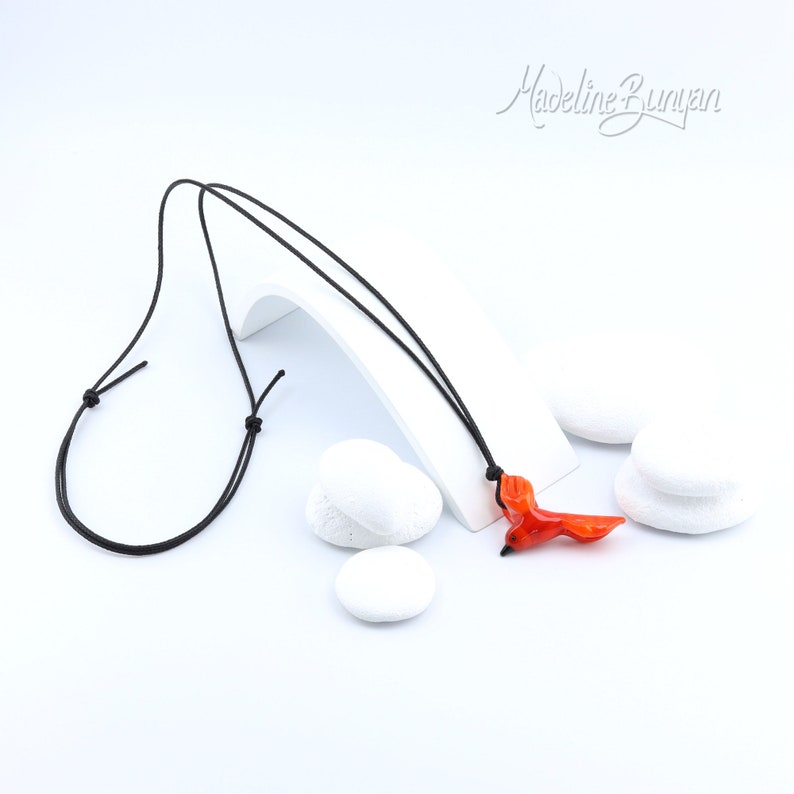 Glass Flying Bird Necklace Choose your Colour Adjustable Long Cord image 2
