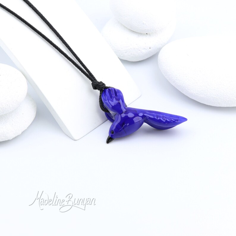 Glass Flying Bird Necklace Choose your Colour Adjustable Long Cord image 7