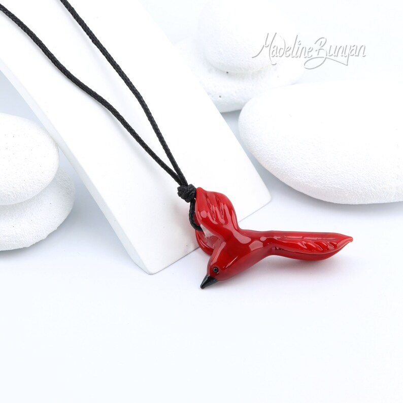 Glass Flying Bird Necklace Choose your Colour Adjustable Long Cord image 6