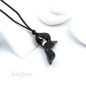 Glass Bird Necklace - Choose your Bird - Adjustable Long Cord - Robin Raven Blackbird Kingfisher or Magpie Bild 10