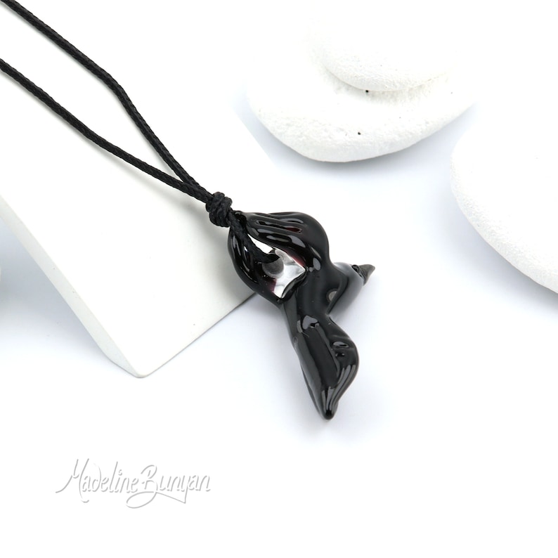 Glass Bird Necklace - Choose your Bird - Adjustable Long Cord - Robin Raven Blackbird Kingfisher or Magpie Bild 10