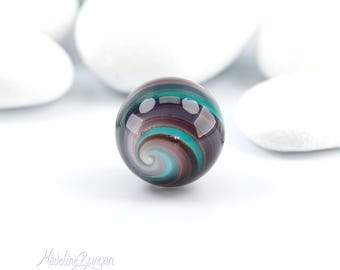 Purple and Teal Spiral Marble - Handmade Artisan Marble - UK Maker
