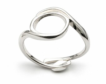 Minimalist Abstract Silver Ring, Adjustable Open Ring, Modern Geometric Statement Ring, Handmade Sterling Silver Style Ring,  Gift for Women