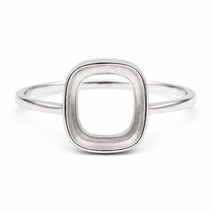 Minimalist Sterling Silver Open Square Ring | Geometric Dainty Stackable Ring | Modern Everyday Jewelry | Gift for Her | Cushion Shape Ring
