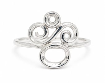 Anillo de plata de ley con diseño en espiral, anillo minimalista de diseño abierto, anillo delicado hecho a mano, regalo único para mujer, joyería ajustable.